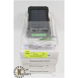 LOT OF 4 NEW SOLAR CHARGER BANKS - WATER RESISTANT