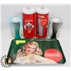 Image 1 : LOT OF COCA-COLA COLLECTABLES SERVING TRAY, 2 CUPS