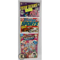 3 OLD COMICS TEEN TITANS MONSTERS JLA