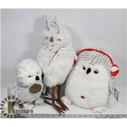 LOT OF 3 PLUSH OWLS