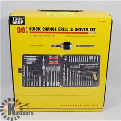 NEW 90PC QUICK CHANGE DRILL & DRIVER