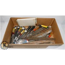 BOX OF ASSORTED FILES & CHISELS