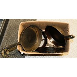 4 CAST IRON FRYING PANS