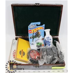 COLLECTORS BOX WITH COLLECTIBLES.