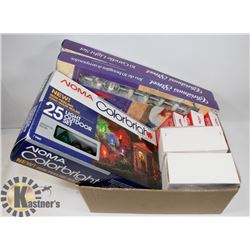 LARGE LOT OF CHRISTMAS LIGHTS & REPLACEMENT BULBS