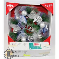 18" PINK CHRISTMAS TREE WITH WREATH