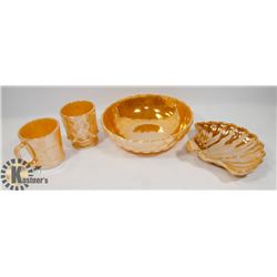 ANCHOR HOCKING FIRE KING 4 PC'S PEACH LUSTRE