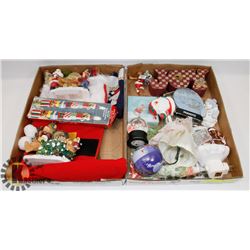 TWO FLATS OF CHRISTMAS DECORATIONS, SOME LICENSED