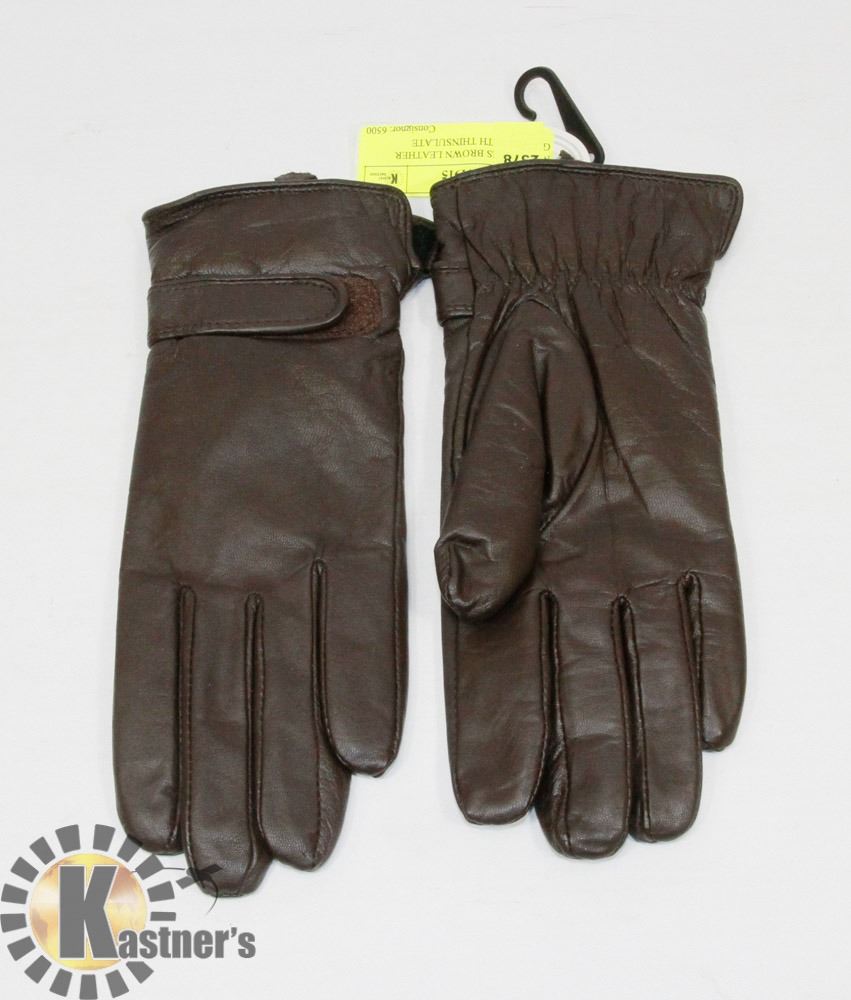 NEW LADIES BROWN LEATHER GLOVES WITH THINSULATE