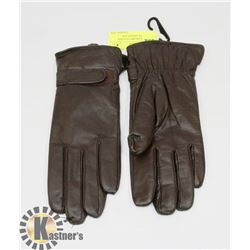 NEW LADIES BROWN LEATHER GLOVES WITH THINSULATE
