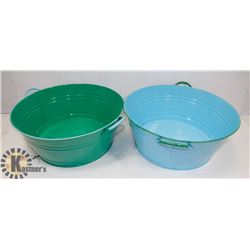 2 ASSORTED METAL WASHING BASINS
