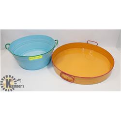 2 ASSORTED METAL WASHING BASINS
