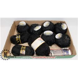 BLACK MOHAIR WOOL BLEND FLAT