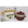 Image 1 : BISCOOTTI JAR & CANADIAN SUNRISE POTTERY BEAN JAR