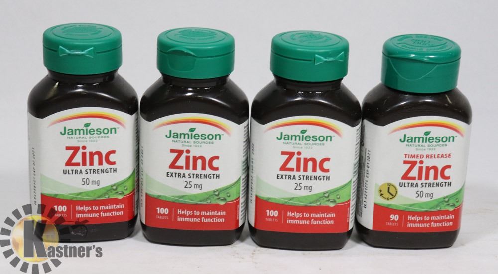 BAG WITH 4 BOTTLES ASSORTED JAMIESON ZINC TABLETS