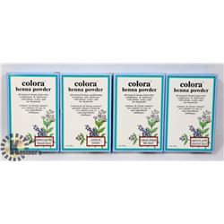 FOUR BOXES OF COLORA HENNA POWDER 60G EACH