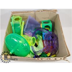 BOX OF SMALL ANIMAL HABITAT ACCESSORIES