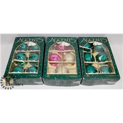 3 BOX OF NEW ACCENT CHRISTMAS ORNAMENTS