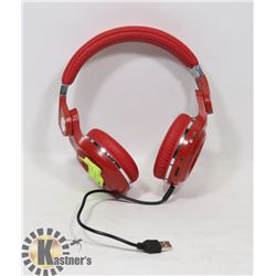 PAIR OF RED BLUDIO BLUETOOTH OVEREAR HEADPHONES