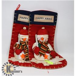 2 SNOWMAN CHRISTMAS STOCKINGS/20"