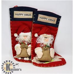 2 SANTA CHRISTMAS STOCKINGS / 20"