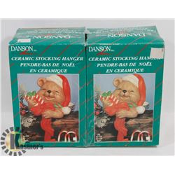 LOT OF TWO CERAMIC STOCKING HANGERS