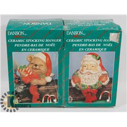 LOT OF TWO CERAMIC STOCKING HANGERS
