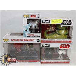 LOT OF 4 NEW VINYL & POP STAR WARS INCL REY AND