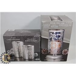 SET OF 2 CANDLE HOLDER SETS AND 1 LARGE