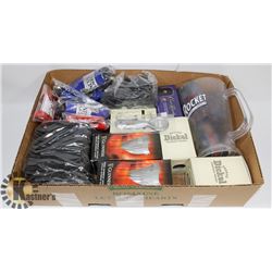 BOX W/NEW ITEMS INCL. CROWN ROYAL