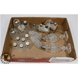 FLAT OF CRYSTAL SALT AND PEPPER SHAKERS