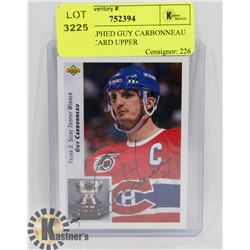 AUTOGRAPHED GUY CARBONNEAU HOCKEY CARD UPPER
