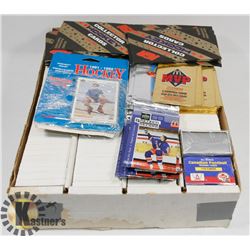 BOX OF SPORT CARDS INCL SEALED PACKS OF MCDONALDS,