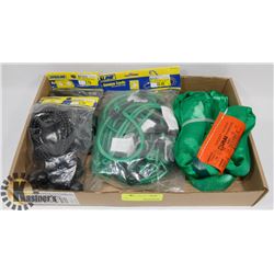 FLAT WITH BUNGE CABLES, AND SLING