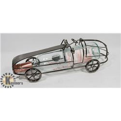METAL WINE BOTTLE HOLDER RACE CAR