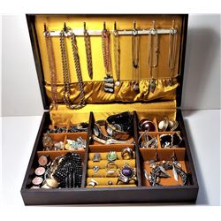 1)  BROWN LEATHER LOOK JEWELLERY BOX