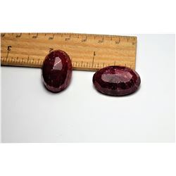 16)  LOT OF 2 OVAL BLOOD RED RUBY