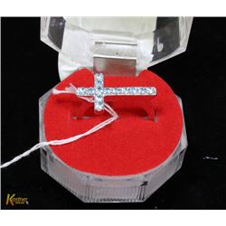 #245-SYNTHETIC BLUE TOPAZ CROSS RING SIZE 9