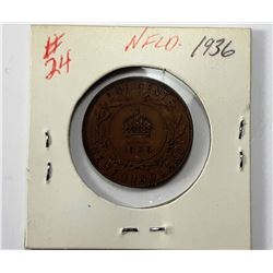 14)  LARGE 1936 NEWFOUNDLAND PENNY