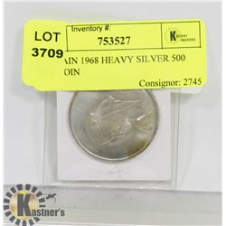 BAHRAIN 1968 HEAVY SILVER 500 FILS COIN