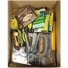 Image 1 : BOX OF STAPLERS AND STAPLES.