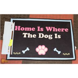 NEW FLOOR MAT 27" X 18" SAYING "HOME IS WHERE THE