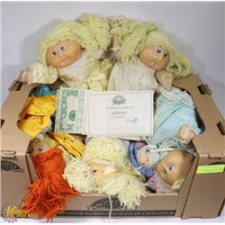 LOT OF 5 CABBAGE PATCH DOLLS WITH CERTIFICATES.