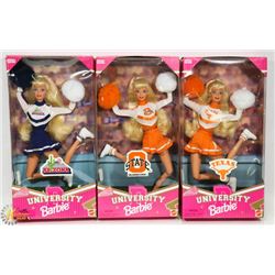 LOT OF 3 CHEERLEADER UNIVERSITY BARBIES INCL TEXAS