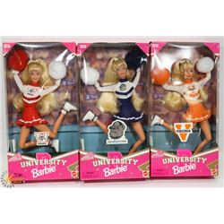 LOT OF 3 CHEERLEADER UNIVERSITY BARBIES INCL