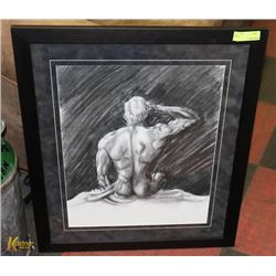 FRAMED EXTRAORDINARILY FIT NAKED MAN PICTURE