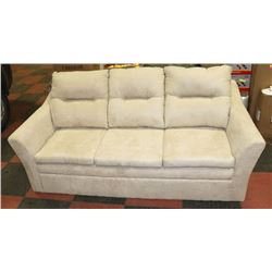 NEW BEIGE MICROFIBRE 80" SOFA NO LEGS.