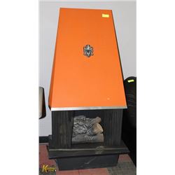 VINTAGE METAL FAUX FIREPLACE, 28"W X 58.5" H.