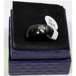 MENS TITANIUM STEEL BLACK MICKEY MOUSE RING SIZE