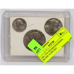 USA 1776-1976 BICENTENNIAL SILVER 3 COIN SET
